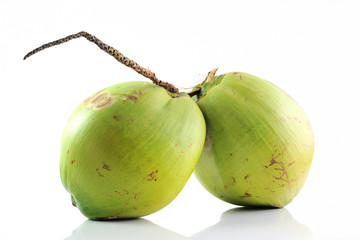 group of fresh fruit coconut isolated on white background