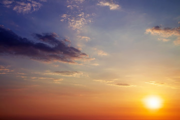 Naklejka premium Beautiful sunset sky. Sky Background.
