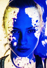 woman fusion style color face  beauty close-up portrait