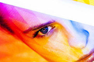 woman fusion style color face  beauty close-up portrait