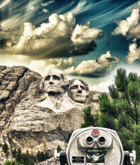 Mount Rushmore, South Dakota. View with telescope on foreground