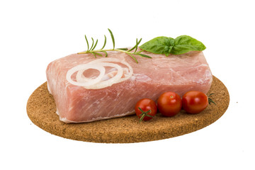 Raw pork with onion, basil and rosemary