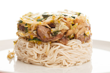 Noodle with meat and vegetable