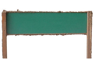 green wood frame of termite nest  an empty wooden sign isolated