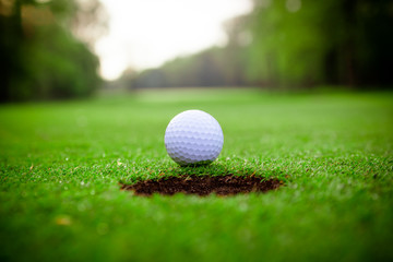 golf ball on lip of cup