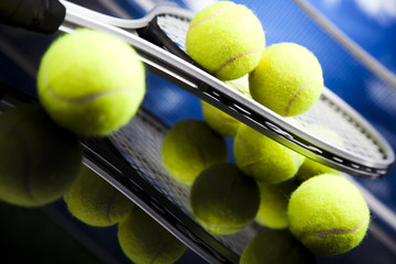 Tennis racket and balls, sport