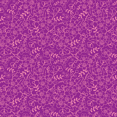 Vector purple florals elegant seamless pattern background with