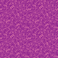 Vector purple florals elegant seamless pattern background with