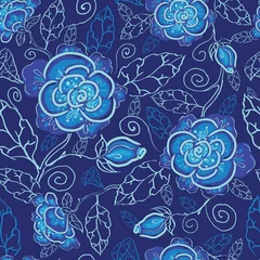 Papier Peint photo Fleurs abstraites Fleurs de nuit bleu vecteur de fond transparente sur dark