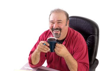 Middle Aged Man with His Morning Coffee