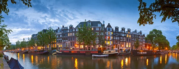 Küchenrückwand glas motiv Amsterdam ruhige Kanalszene, Holland © travelwitness