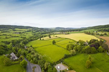 Zelfklevend Fotobehang Idyllic rural, aerial view, Cotswolds UK © travelwitness