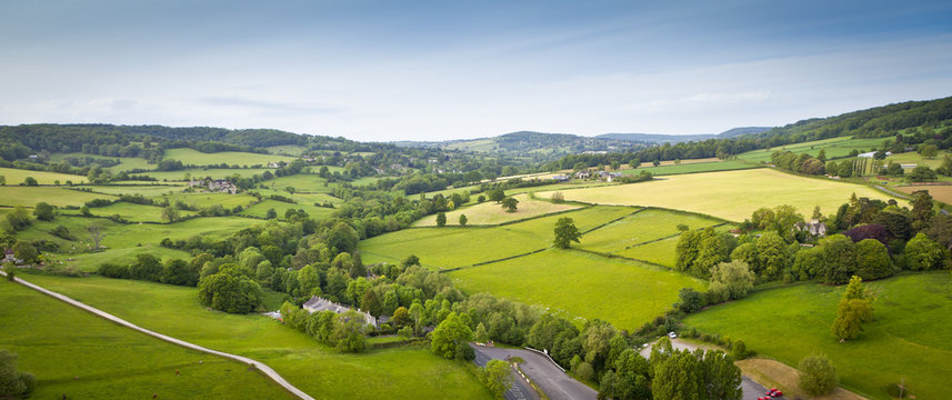 Idyllic Rural, Aerial View, Cotswolds UK