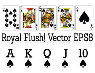 Cards of a Royal Flush! All Spades! vector eps8/ clip art