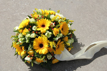 Yellow sympathy flowers