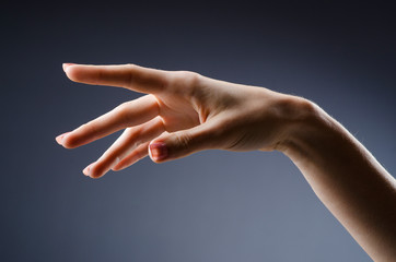 Woman hands against gradient background