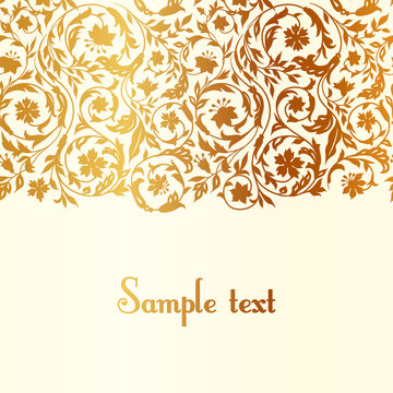 Vintage luxury beige with gold Floral background
