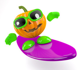 Pumpkin goes surfing