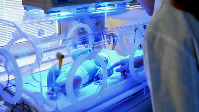 premature baby in an incubator