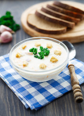 Bowl of cheese soup
