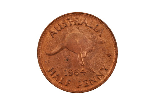 Australian Half Penny Isolated On White