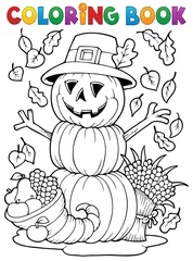 Papier Peint photo autocollant Pour enfants Coloring book Thanksgiving image 4