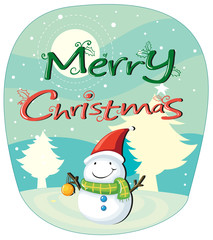A christmas card with a snowman