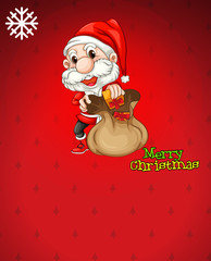 Santa with a brown bag full of gifts