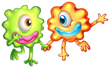 Two monsters happy of their togetherness