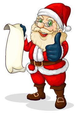 Santa holding an empty list for Christmas
