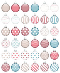 Collection Of 36 Christmas Balls Retro Color