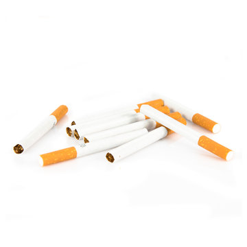 Group of cigarettes isolated over white background