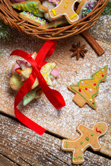 Closeup of preparing gingerbread cookies for Christmas