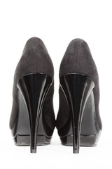 back view of black pumps