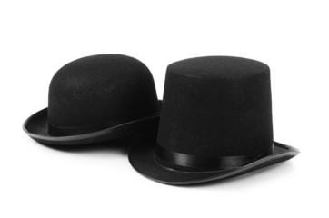 Black tophat top hat isolated on the white