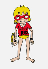 Young super hero boy cartoon