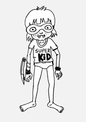 Young super hero boy cartoon