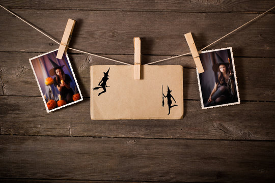 halloween   images on wooden background