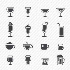 Drink icons isolated on white background