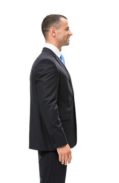 Half-length profile of businessman, isolated