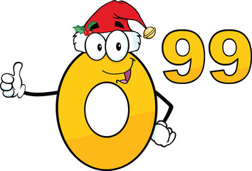 Price Tag Number 0.99 With Santa Hat Character Giving A Thumb Up