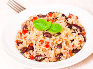 rice with minced meat and beans