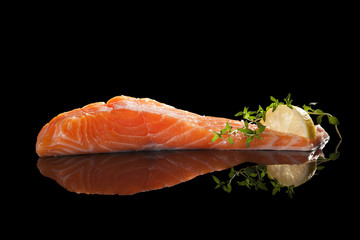 Salmon steak isolated.