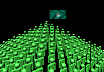 Obraz premium Pyramid of abstract people with Macau flag illustration