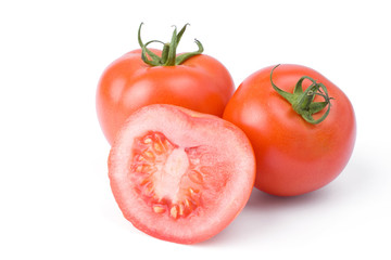 Ripe tomatoes isolated on a white background