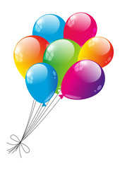 Color glossy balloons on white