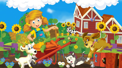 On the farm - illustration for the children