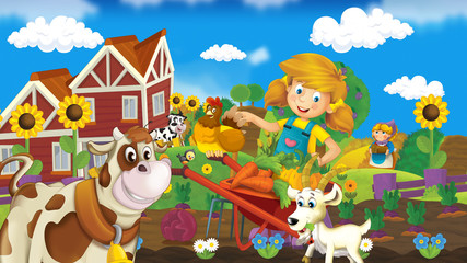 On the farm - illustration for the children