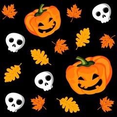 Halloween seamless pattern with pumpkin, vector