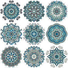 Circle lace ornament, round ornamental geometric doily pattern c